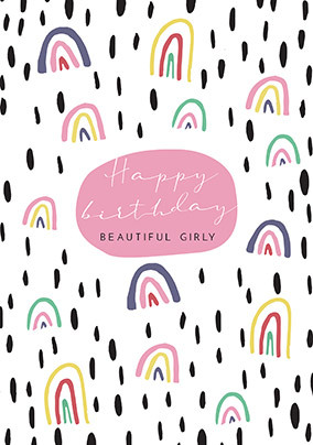 Happy Birthday Beautiful Girly Personalised Card