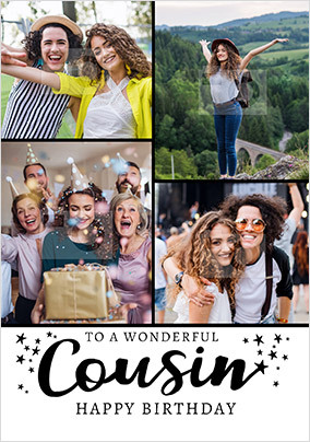 Wonderful Cousin Happy Birthday Photo Card