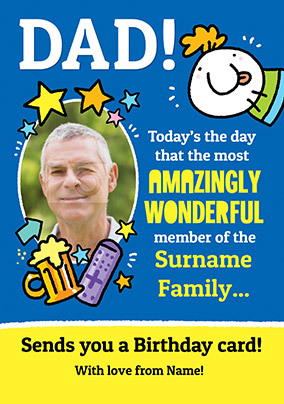 Amazingly Wonderful Dad Photo Birthday Card