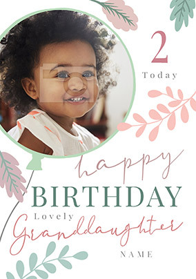 Lovely Granddaughter Second Birthday Photo Card