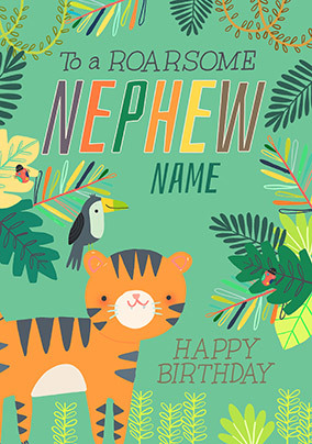 Nephew Tiger Personalised Birthday Card