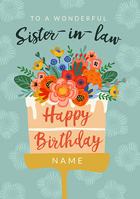 Sister-in-Law Cake Personalised Birthday Card