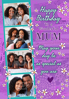Happy Birthday Wonderful Mum Photo Card