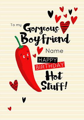 Gorgeous Boyfriend Pepper Personalised Birthday Card
