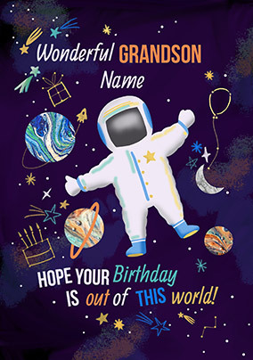 Wonderful Grandson Astronaut Personalised Birthday Card
