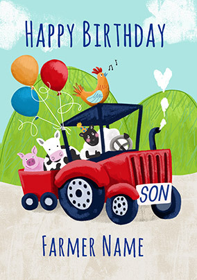 Son Tractor Personalised Birthday Card