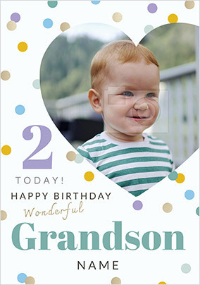 Grandson 2 Today Photo Birthday Card