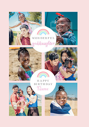 Wonderful Goddaughter Rainbow Photo Birthday Card