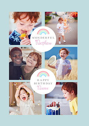 Wonderful Nephew Rainbow Photo Birthday Card