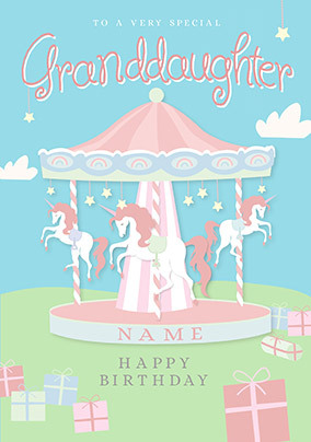Granddaughter Carousel Personalised Birthday Card