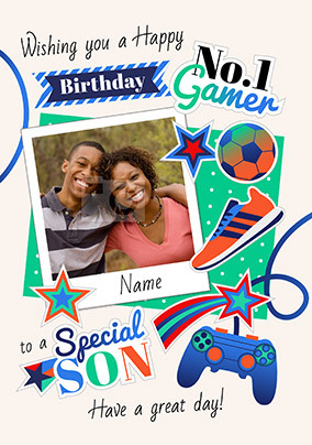 Gamer Son Photo Birthday Card