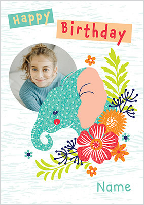 ZDICS - OOL 16/04/24  Animal Planet - Elephant Photo Birthday Card