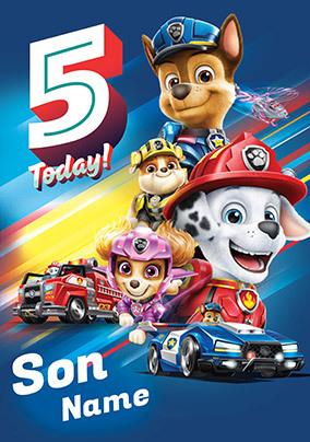 Paw Patrol Movie -Son 5th Birthday Personalised Card