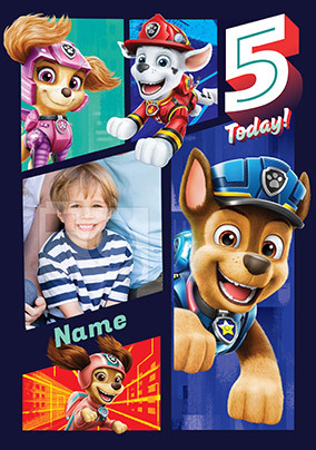 Paw Patrol Movie - 5 Today Personalised Birthday Card