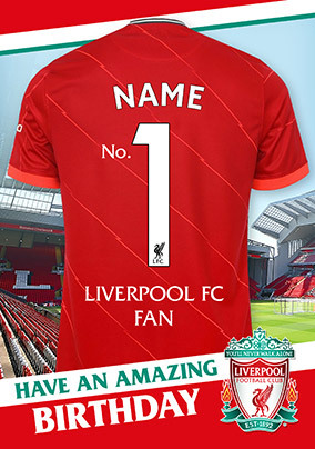 Liverpool FC - No.1 Fan Personalised Birthday Card