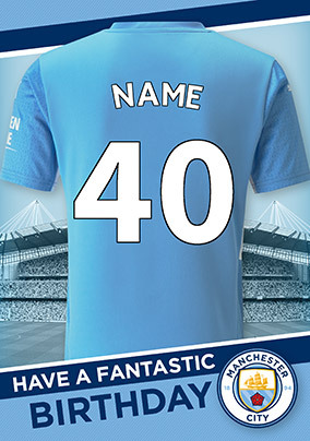 Man City - 40th Birthday Personalised Card