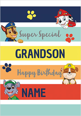 Paw Patrol Grandson Personalised Birthday Card
