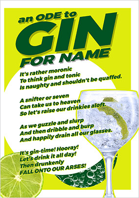 An Ode to Gin personalised Birthday Card