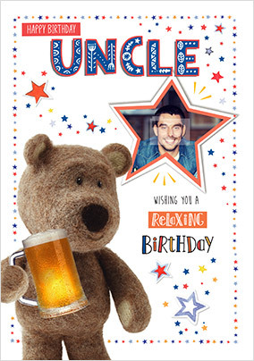 Barley Bear - Uncle Photo Birthday Card