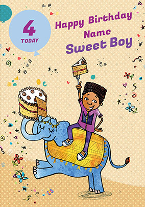 Happy 4th Birthday Sweet Boy Personalised card