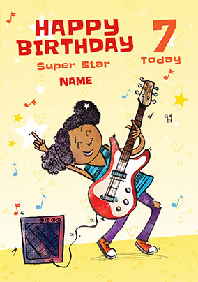 Super Star 7th Birthday Personalised Card