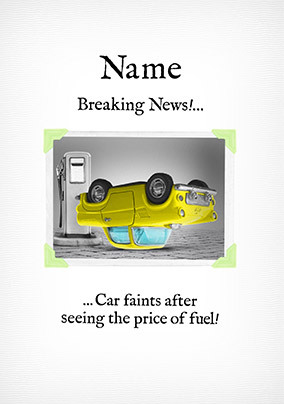 Car Faints Personalised Birthday Card