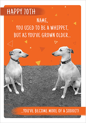 70th Birthday Used to be a Whippet Funny Personalised Card