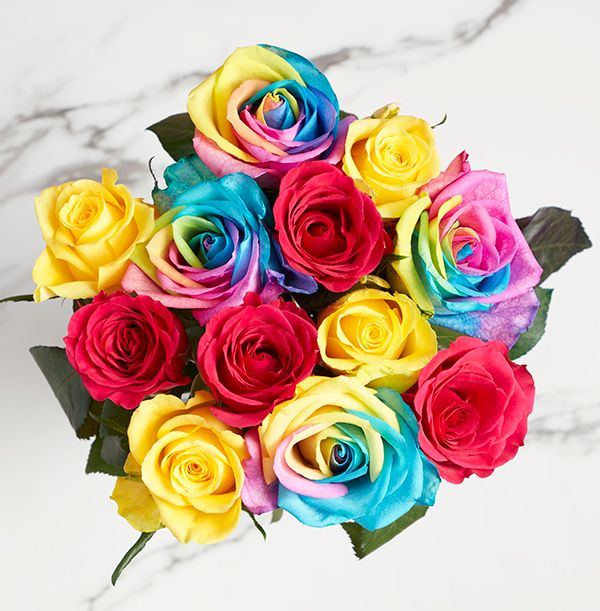 The Rainbow Roses Letterbox | Funky Pigeon