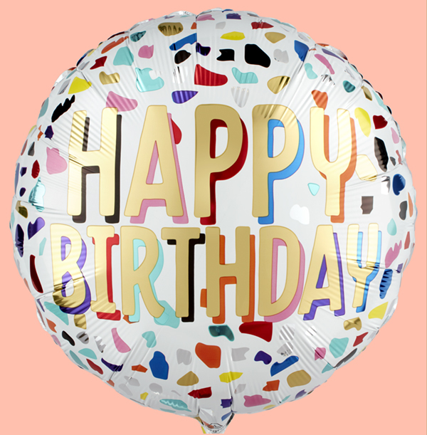 Happy Birthday Confetti Inflated Balloon