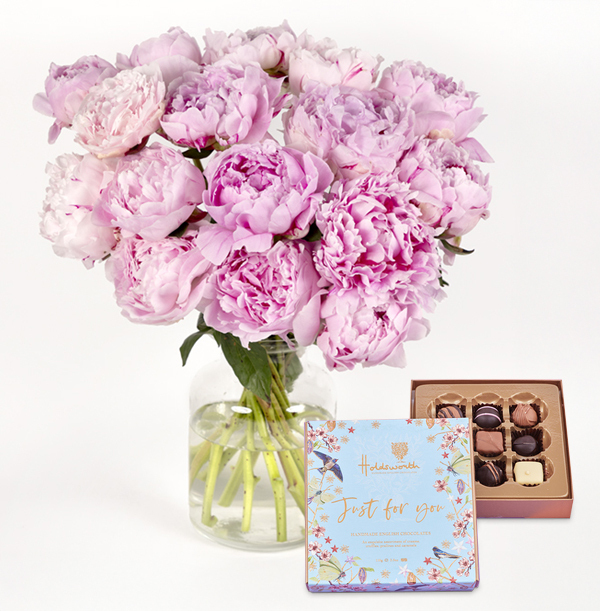 Luxury Pink Peonies with Just For You Chocolates