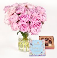 Tap to view Luxury Pink Peonies with Just For You Chocolates