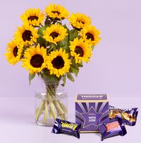 Tap to view Luxury Sunflower Bouquet with Heroes Chocolates