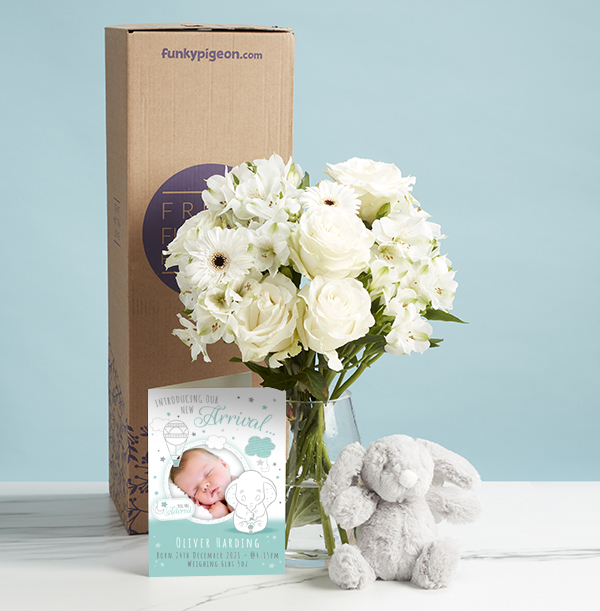 The New Baby Bouquet and Bunny Gift Set