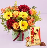 Tap to view Autumn Fire Hatbox with Mini Toblerone