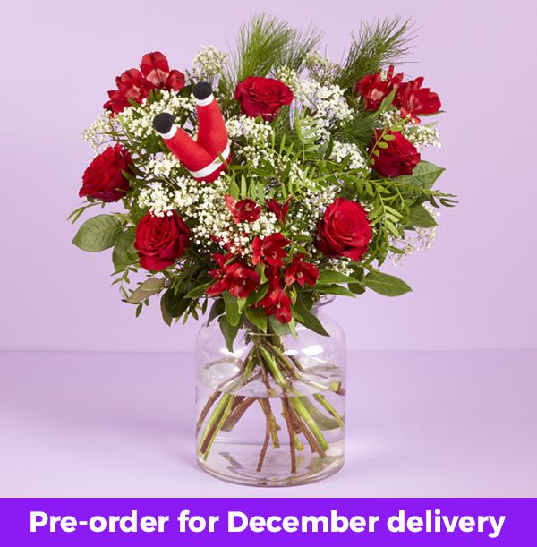 Photo of Santa's Rose & Gypsophila Bouquet