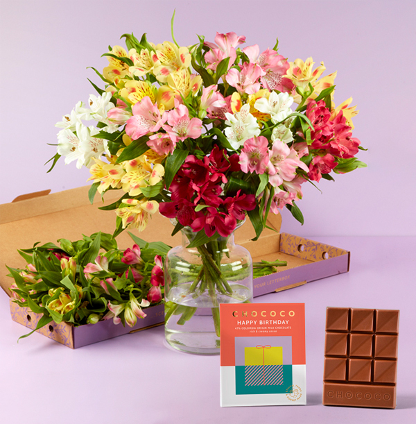 The Summer Alstromeria & Chococo Happy Birthday Bar