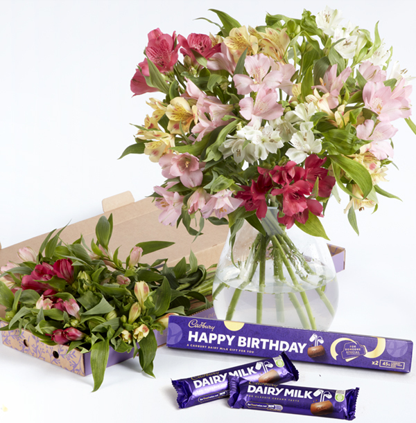 Abundance of Alstromeria with Cadbury Chocs