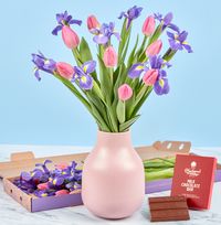 Tulip & Iris Letterbox  With Luxury Chocolate