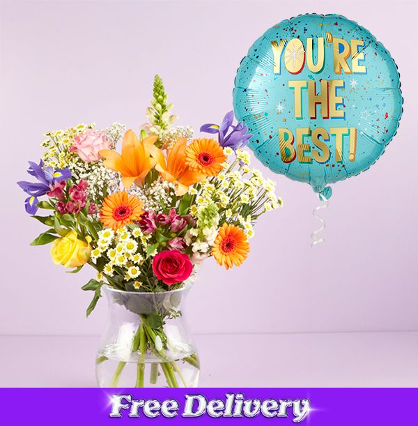 Photo of You're The Best Inflated Balloon & Bouquet Giftset
