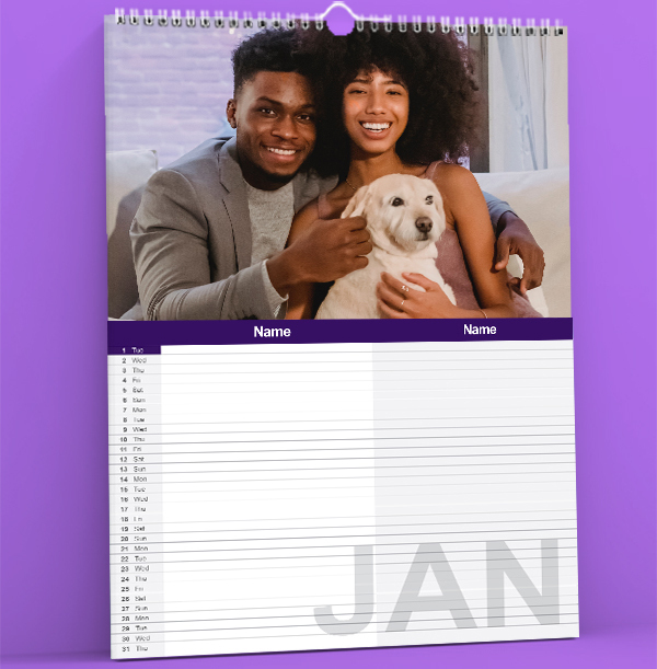 Personalised Family Calendar For Two