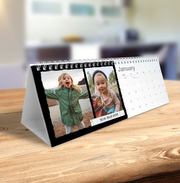 Black Border & Personalised Photo & Text Calendar