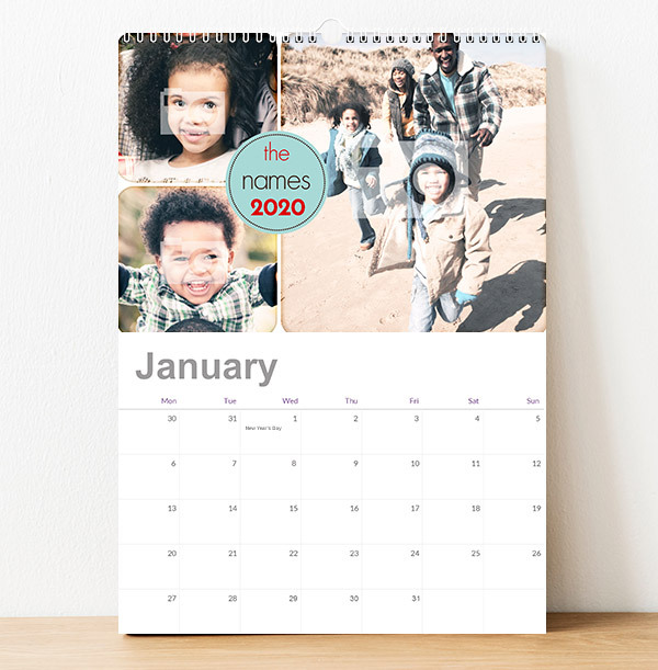 Photo Collage & Circle Text Personalised Calendar