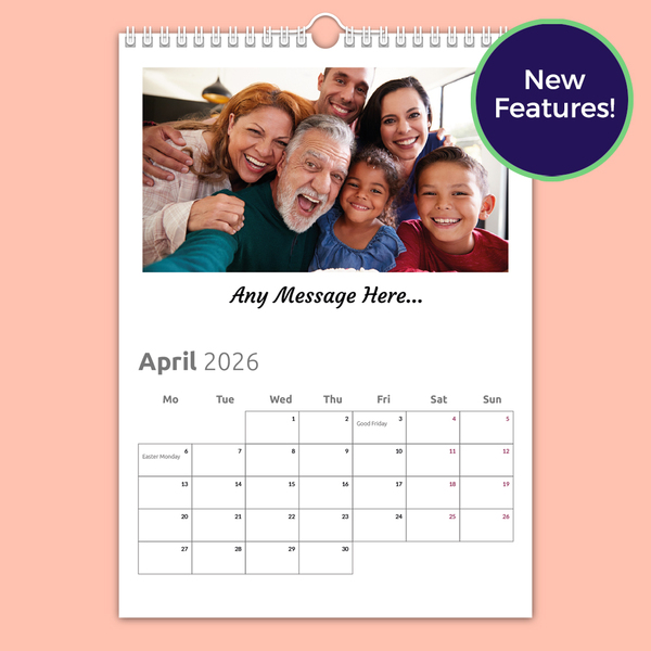 White Background Personalised Photo Calendar