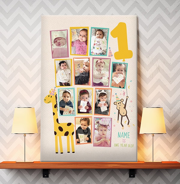 12 Month Baby Photo Canvas - Portrait