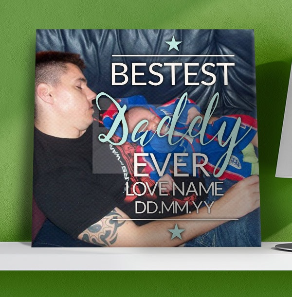 Bestest Daddy Ever Photo Canvas Print - Square