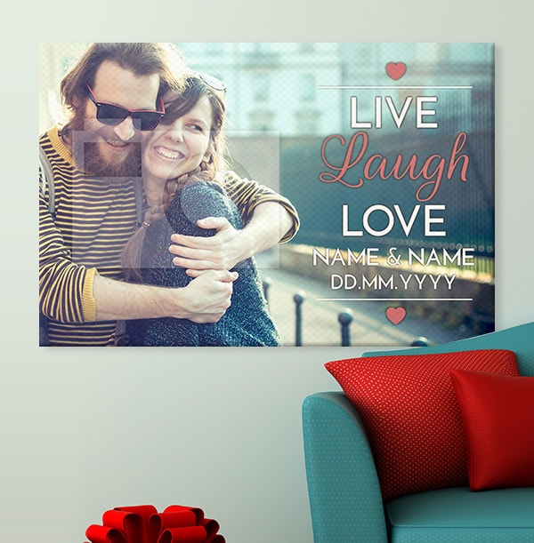 Live, Laugh, Love Full Photo Upload Canvas Print - Landscape