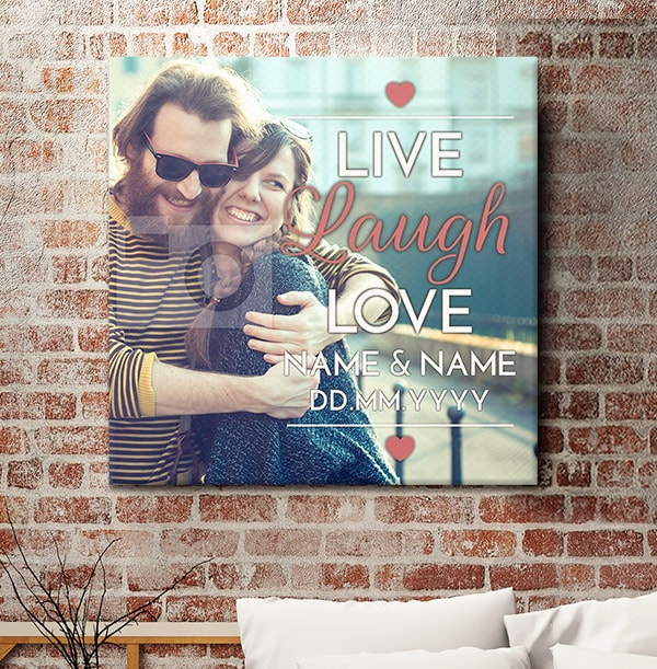 Live, Laugh, Love Full Photo Upload Canvas Print - Square