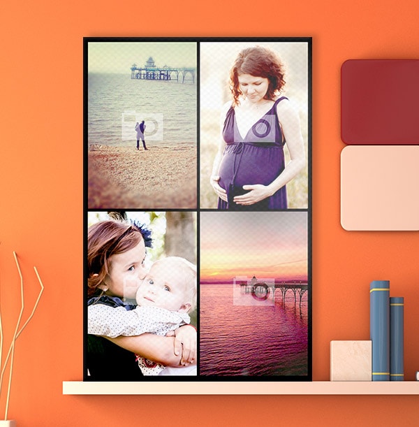 4 Photo Canvas Print - Portrait, Black Border