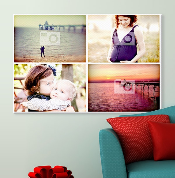 4 Photo Landscape Canvas Print - White Border