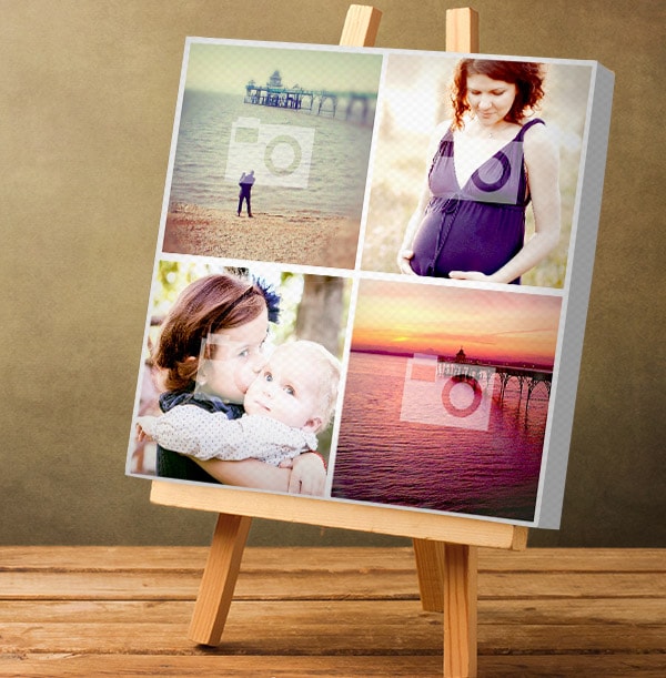 4 Photo Canvas Print - Square, White Border